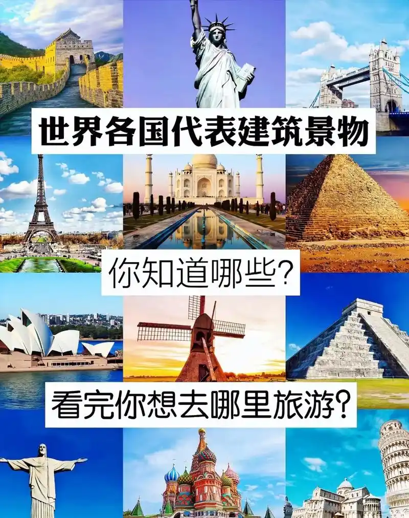 世界各地代表建筑 #图片 看完你想去哪里旅游? - 抖音