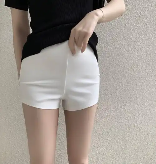 欧美ins外穿修身翘臀休闲运动黑色打底裤夏天薄款短裤女