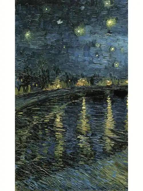 油画梵高系列名画罗纳河上的星夜