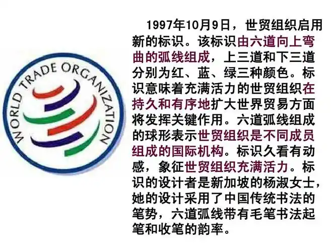 1997年10月9日,世贸组织启用 新的标识.
