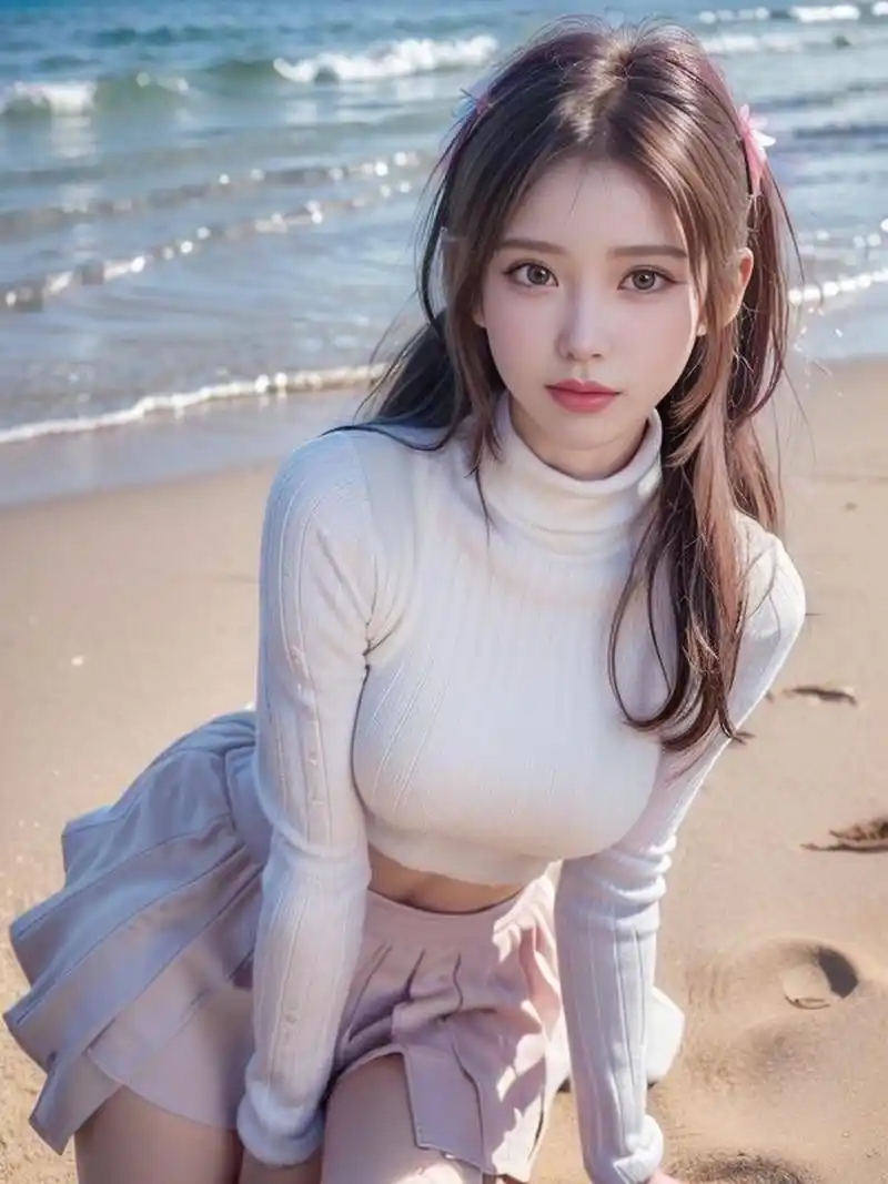 颜值小姐姐海边自拍,好看!