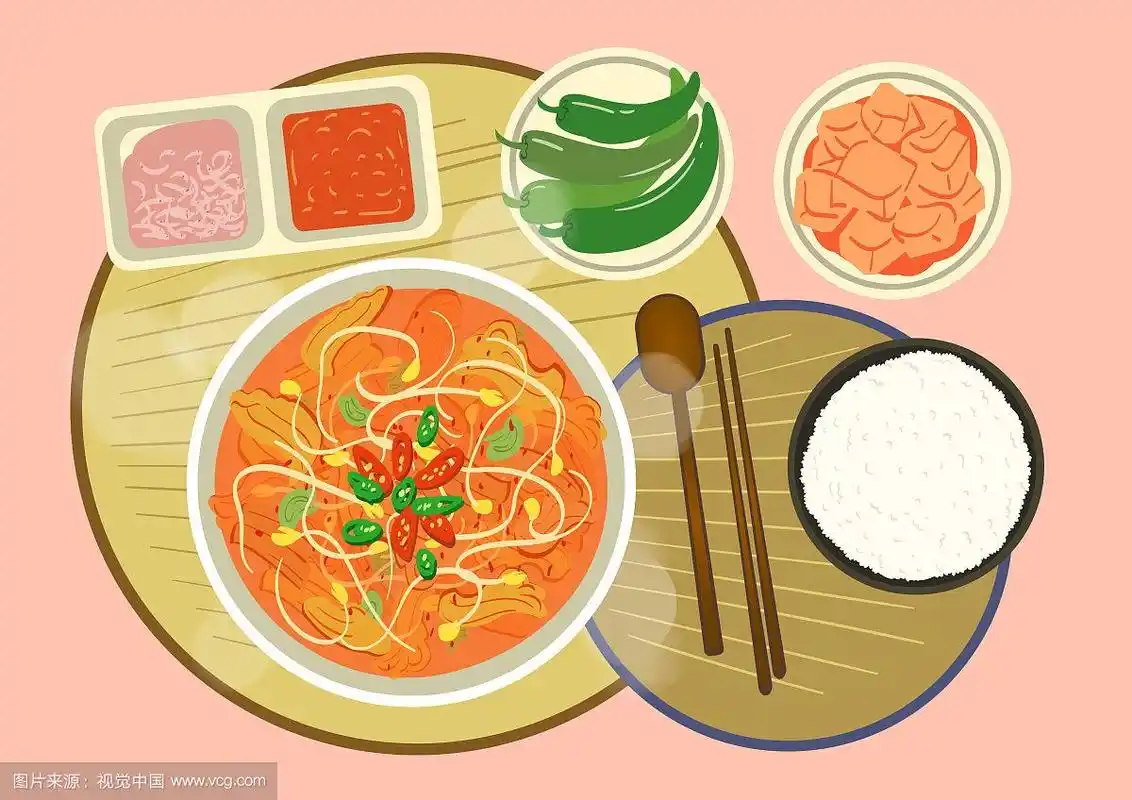 矢量美食插画,韩国料理平面矢量菜集005