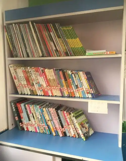 专门管理图书角的小岗位人员,把图书摆放的很整齐,还有温馨提示!