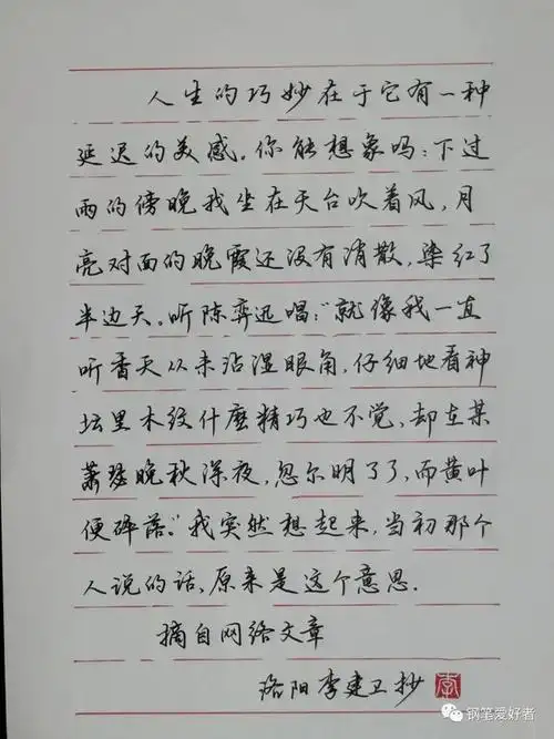 散文选段钢笔爱好者每周一篇钢笔字练字打卡作业欣赏|书法|书法作品