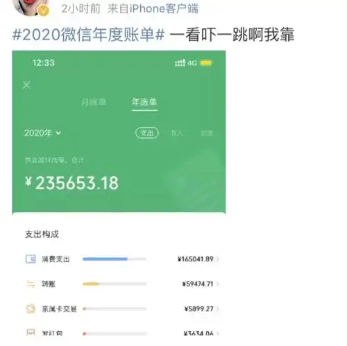 微信年度账单上线!网友:我这么有钱吗?