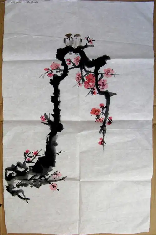 简洁雅致的近四尺开三无款梅花双鸟画-se15099343-花鸟国画原作-零售