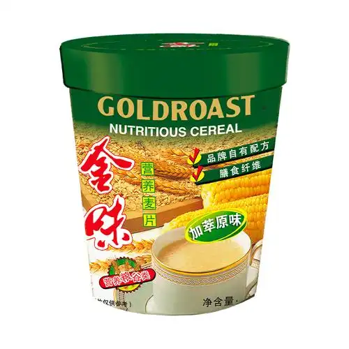串装挂条装:金味营养麦片(原味),金味营养麦片(强化钙)融入消费者