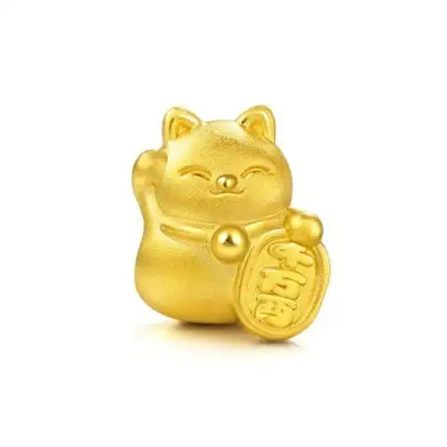 diamart/六福典雅3d硬足金吊坠黄金手链黄金招财猫手链