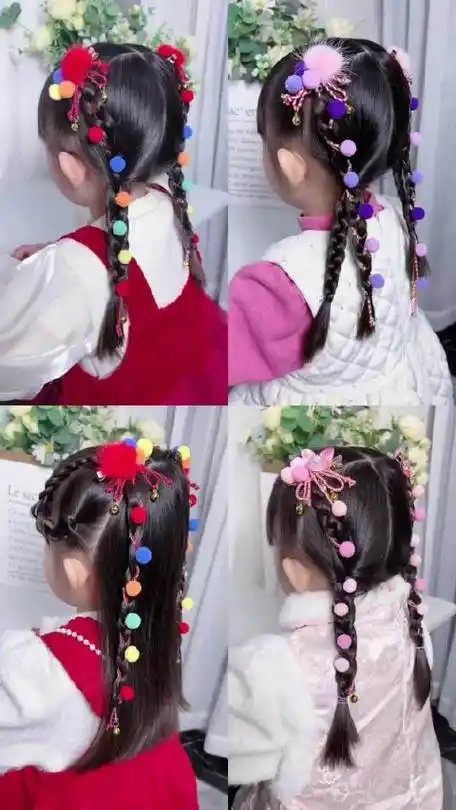 新年发型这样扎,简单又好看#儿童编发#新年发型 #过年就要美