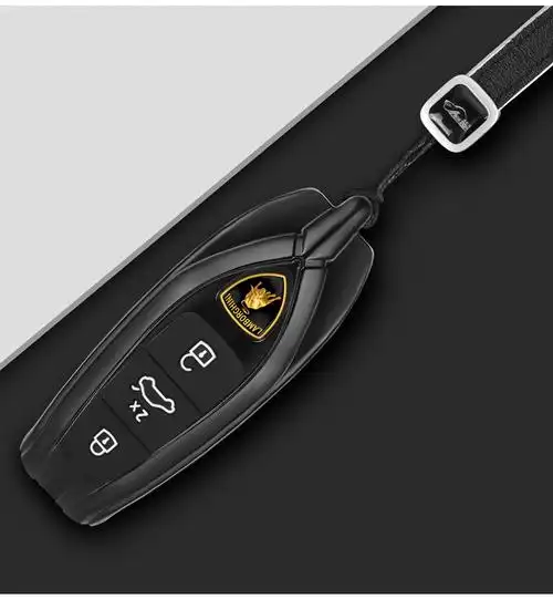 新款兰博基尼钥匙套跑车包大小牛壳urus扣铝合金属男女2022 银色