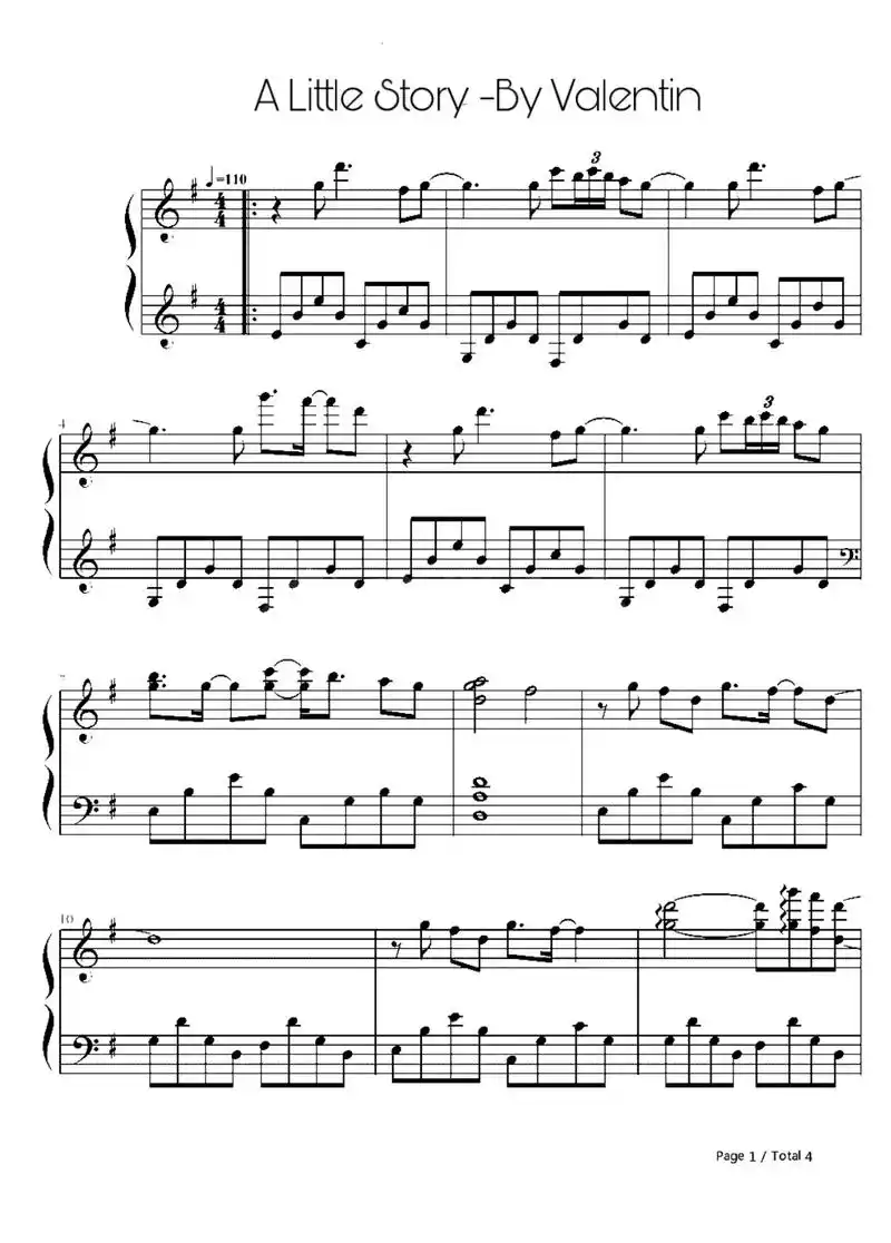 《a little story》钢琴谱#钢琴谱 #钢琴日常练 - 抖音