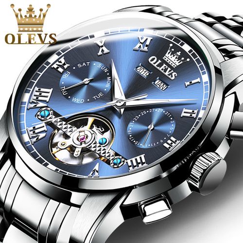 瑞士品牌欧利时男士手表多功能全自动机械表钢带防水镂空夜光名表