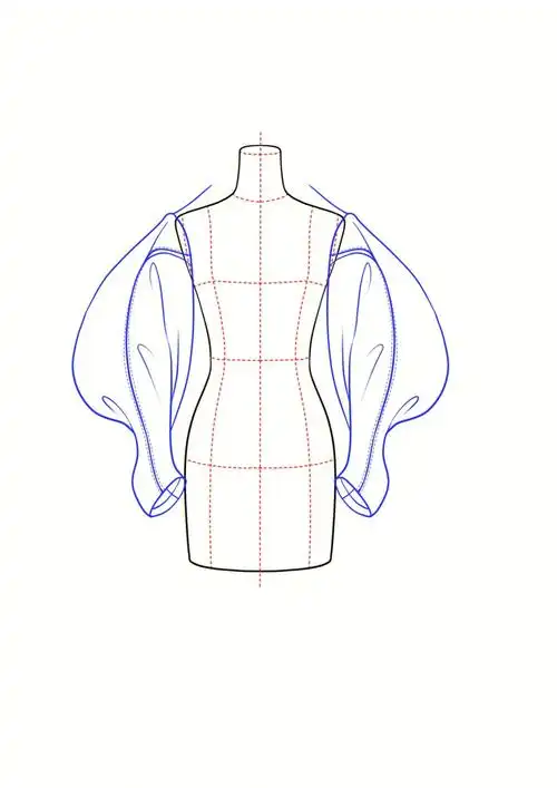 一起画袖子服装款式部位图绘制步骤05款