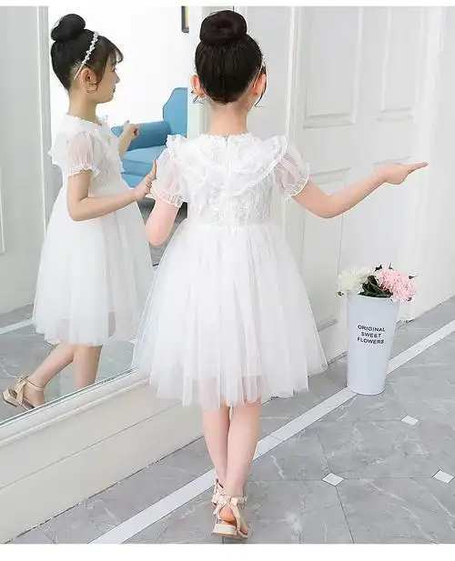 连衣裙夏装新款儿童白色演出礼服公主裙韩版小女孩超仙纱裙子小孩穿的