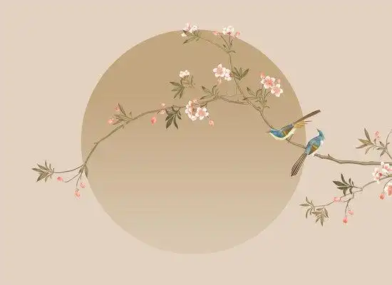 新中式花鸟图壁画墙纸贴图下载高清贴图