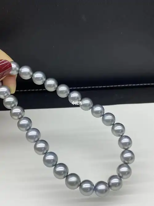 铂金灰大溪地珍珠项链10108mm正圆微瑕性价比超高