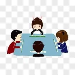 四人打麻将png创意麻将牌png卡通手绘我太南了表情包元素pngpsd手绘