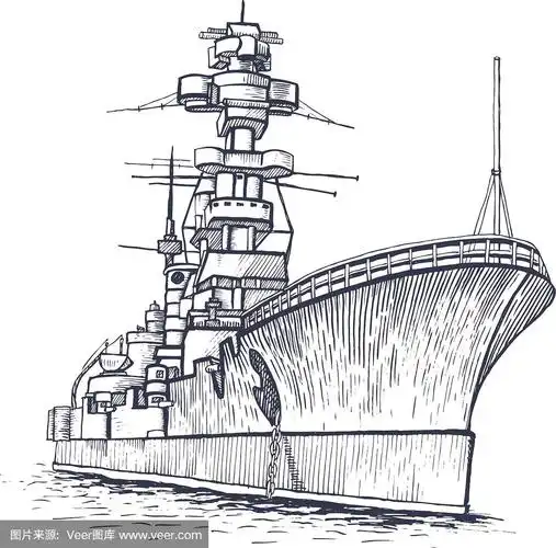 桅杆很高的军舰