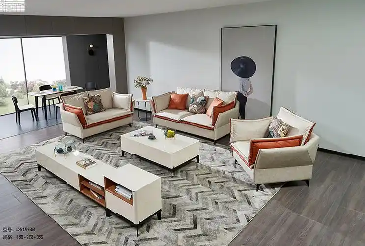 帝标家具科技布艺沙发客厅轻奢北欧风轻奢现代家具茶几电视柜组合