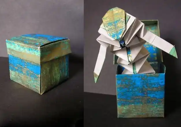 折纸盒子里的小丑折纸图纸教程[玩具折纸图谱]