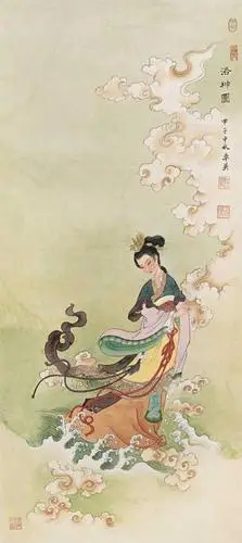 任率英 1984年作 洛神图 立轴