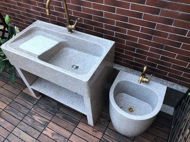 石头洗手盆阳台庭院水池家用大理石洗衣池别墅户外洗衣台一体水槽