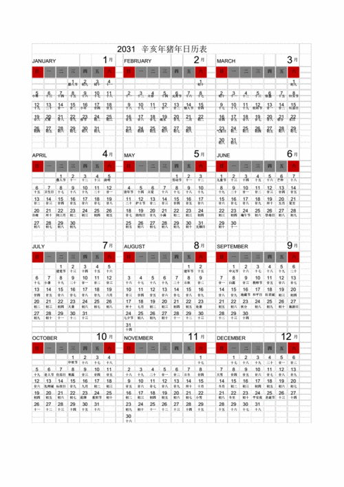 2031年日历表带农历含阴历[2份a4打印版].pdf 2页