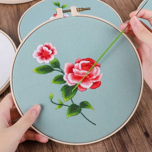 初学丝带绣花十字绣小件自己手工刺绣diy材料包猫太太材料包20cm绣绷