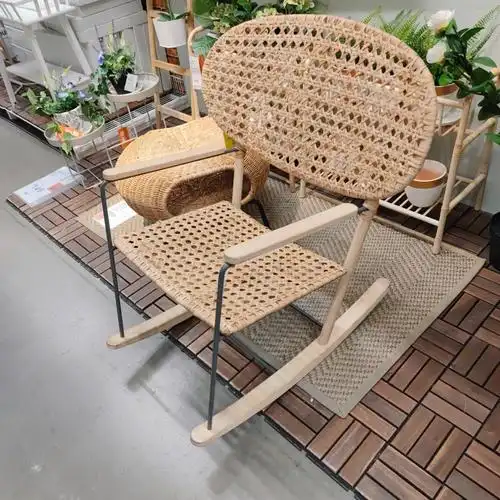 宜家成人组装躺椅新款简约现代乔纳摇椅灰色摇椅