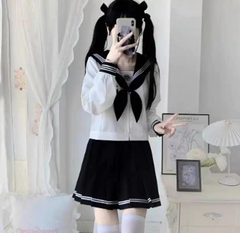 水手服校服穿搭 双马尾女生衣服搭配