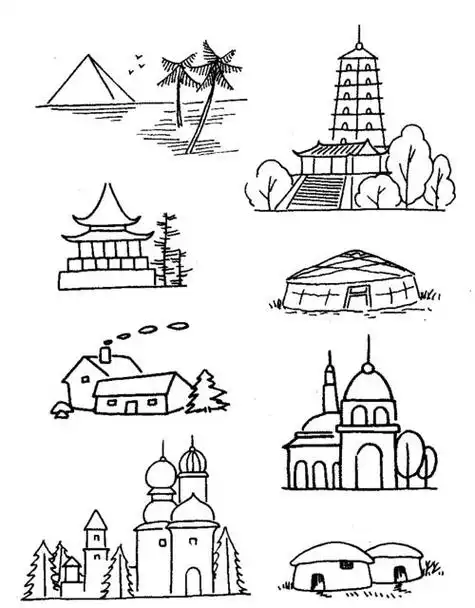 建筑简笔画 - 9252儿童网悉尼歌剧院简笔画关于建筑的风景优简笔画秀