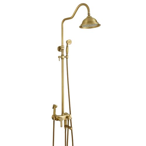 浴室沐浴增压顶喷手喷冷热拉丝欧式水龙头全铜恒温复古花洒套装