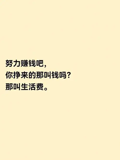 努力赚钱吧,你挣来的那叫钱吗?那叫生活费.