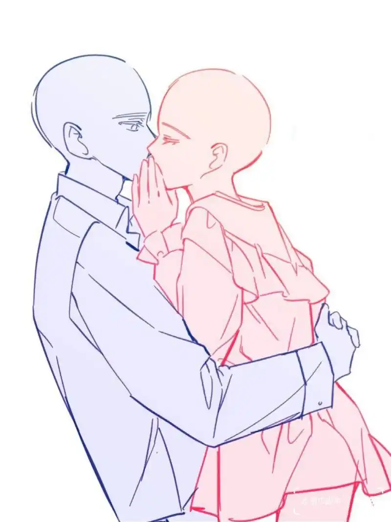 情侣双人半身甜蜜互动模板素材