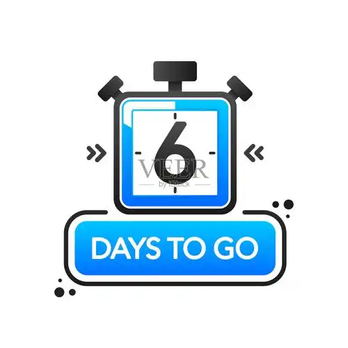 倒计时6天去横幅计算时间销售七六五四三二还有一天白色背景矢量插图