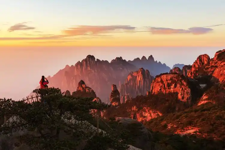 黄山"天海"烟波浩淼 云霞中天都莲花堪比仙境