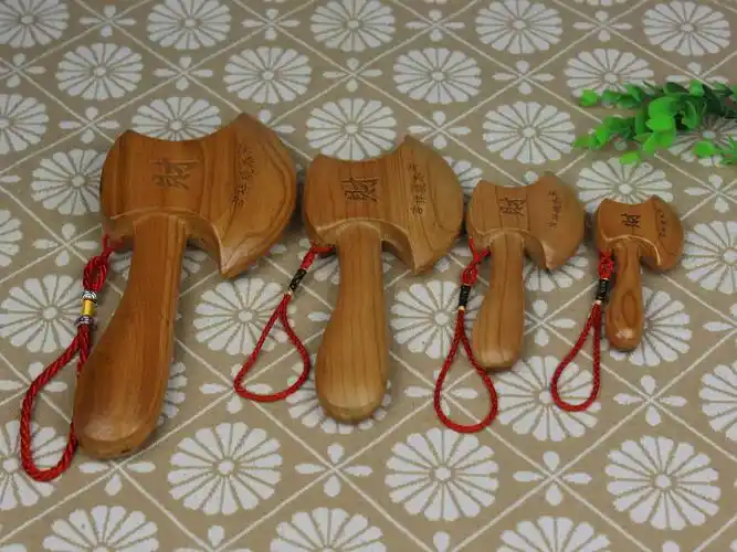 桃木斧子批发 桃木一体斧结婚斧子雕刻福字 财字斧子家居用品