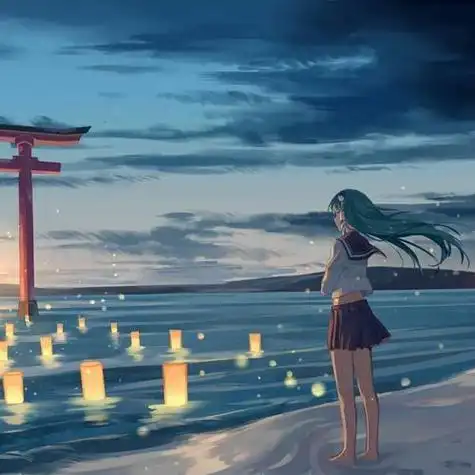 看海漫画女生背影头像图片