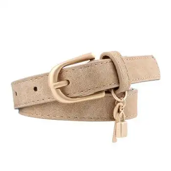 磨砂舒适优雅女士皮带气质百搭腰带创意钥匙锁吊坠裤腰带潮人多色腰带