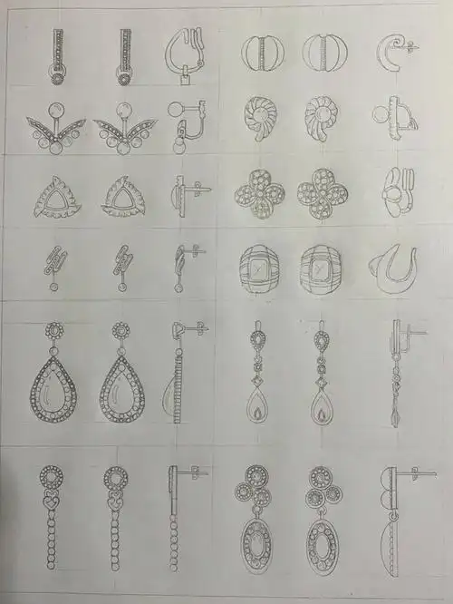 珠宝手绘耳环临摹线稿