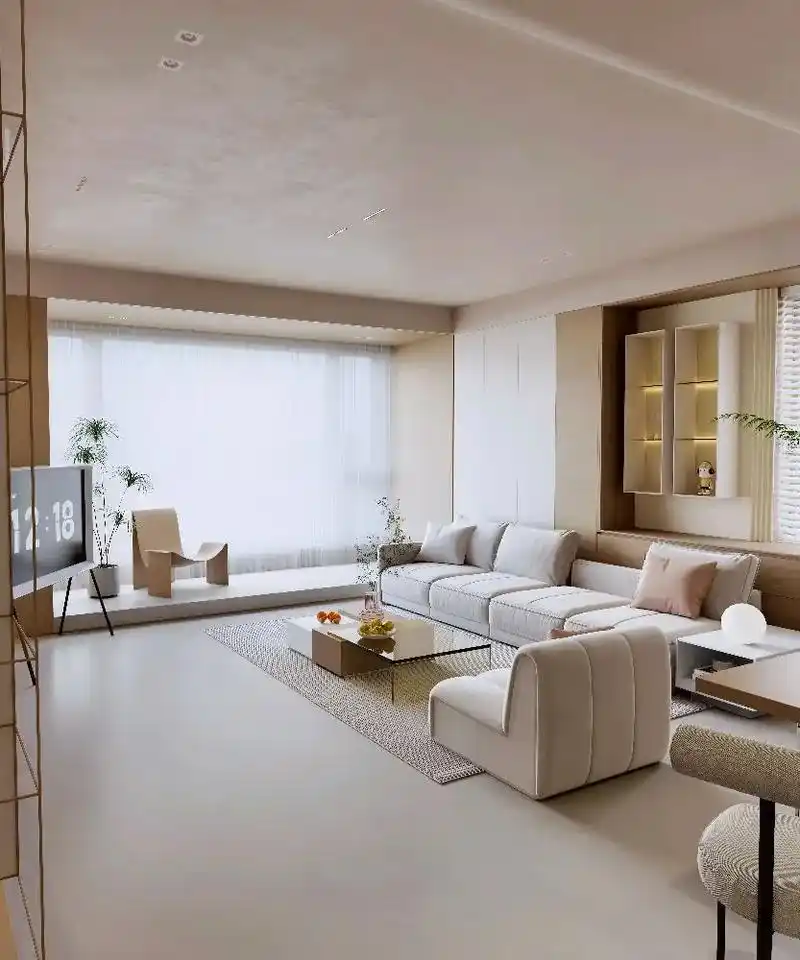 极简风装修搭配.极简现代风格,用t07纯色肌肤釉瓷砖,搭配软 - 抖音