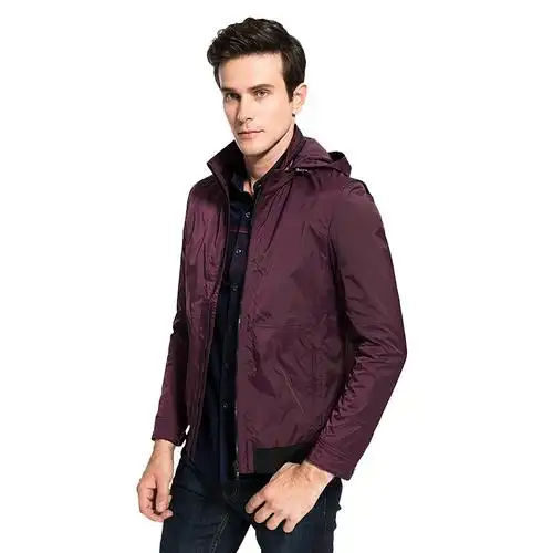 camel骆驼男装秋季新款连帽纯色男士夹克时尚保暖男外套商务外套