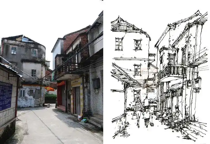 最近的钢笔速写街景作品