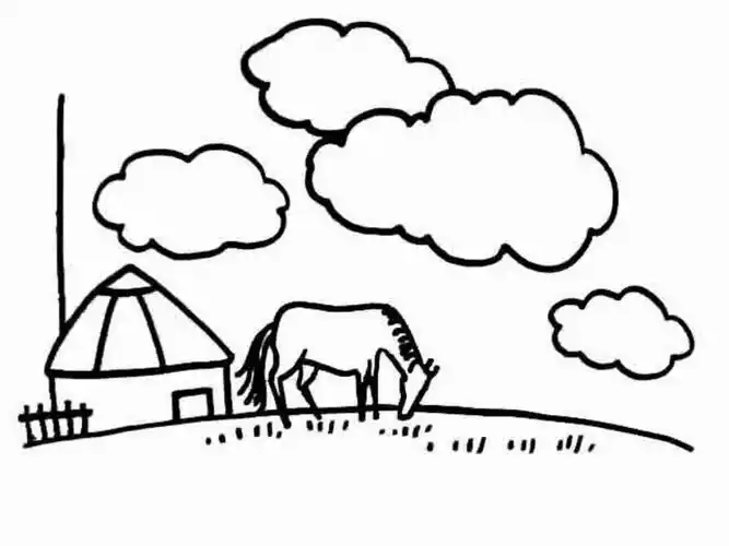 2020年关于草原的简笔画图片大全