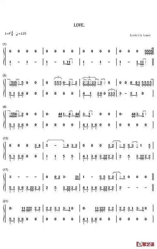 love钢琴简谱数字双手kendricklamar