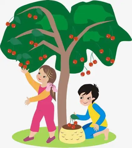 举手摘果实人物简笔画