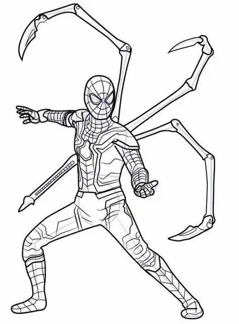 简笔画钢铁蜘蛛战衣