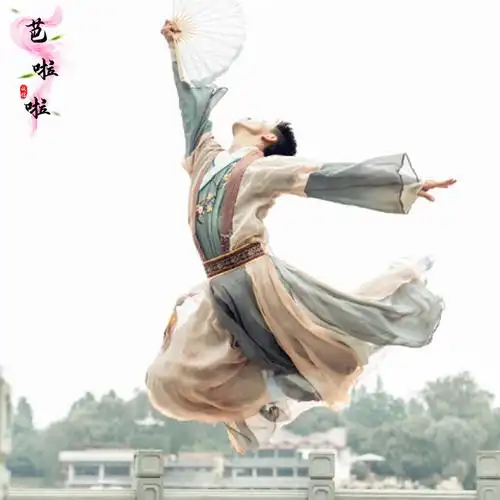 古典演出服桃李纸扇书生汉服书简表演练习孔子民族服装