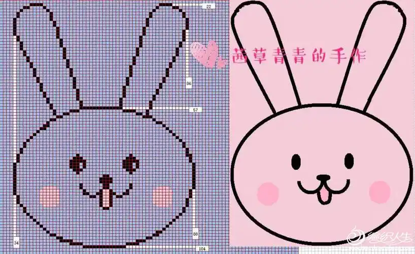 可爱的蓝耳兔儿童棒针卡通图案套头毛衣