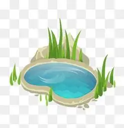 卡通水潭简笔画池塘简笔画带颜色简易池塘画法儿童简笔画姐妹潭池塘的